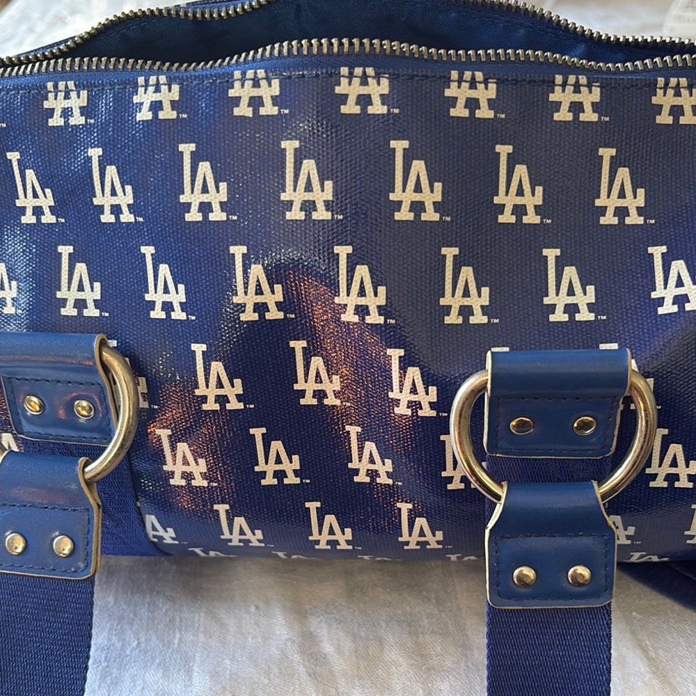 Blue and White Shoulder Bag with LA Pattern